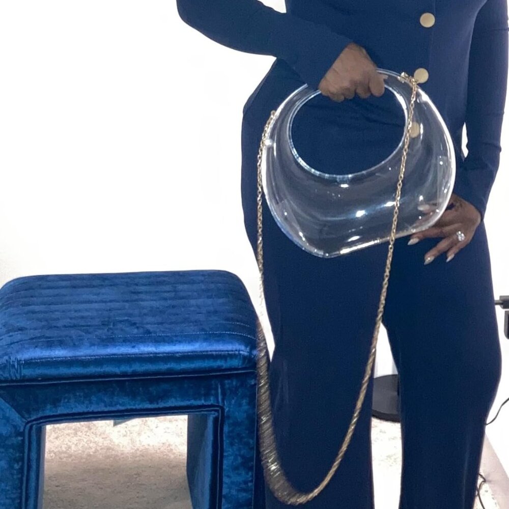 Neiman Marcus Clear Acrylic Handbag Moon Bag